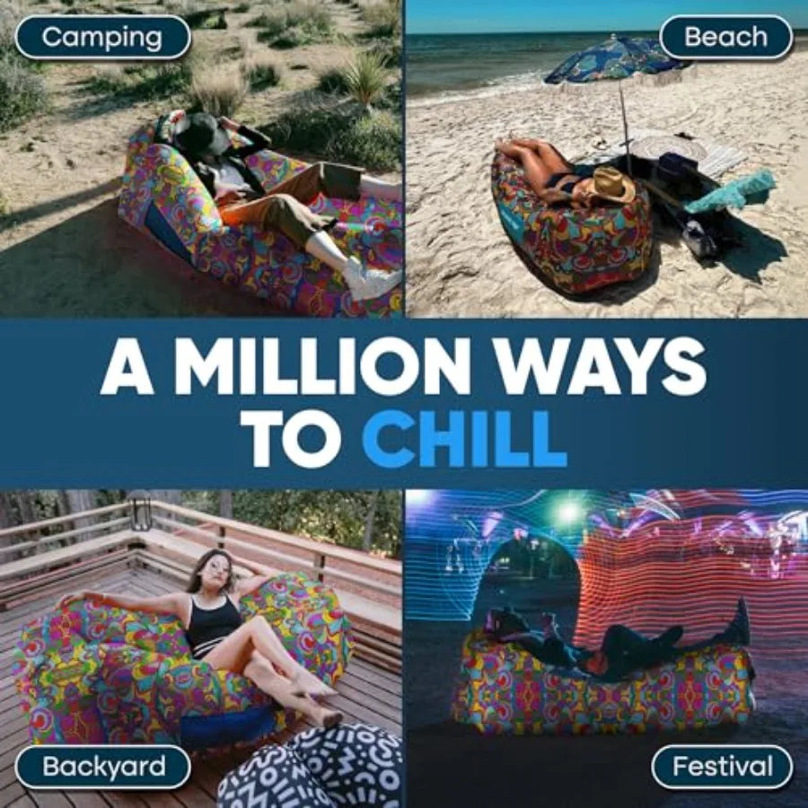 Inflatable Lounger No Pump Setup Portable Cushion For Outdoor Use