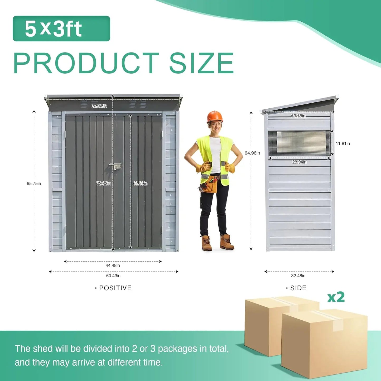 Outdoor Storage Shed With Windows Wood And Metal Waterproof Garden
