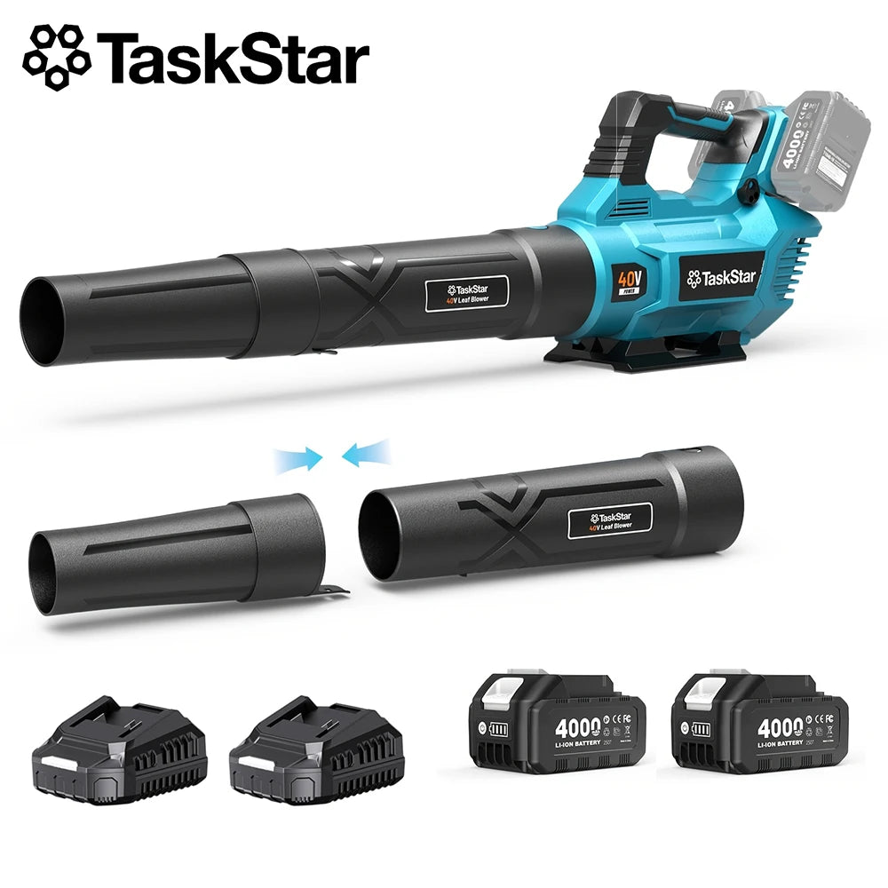 TaskStar 40V Cordless Leaf Blower 4Ah Dual Battery Powered Garden Tool