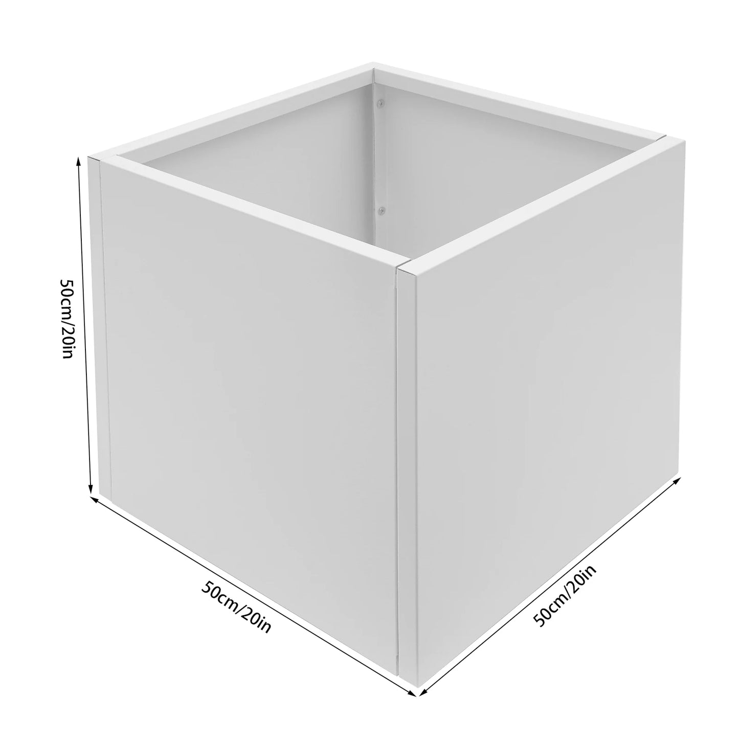 Garden Planter Box, Steel 20 Inch Square Decorative Flower Pot Large Capacity Raised Bed for Outdoor Plants, Patio Home Decor