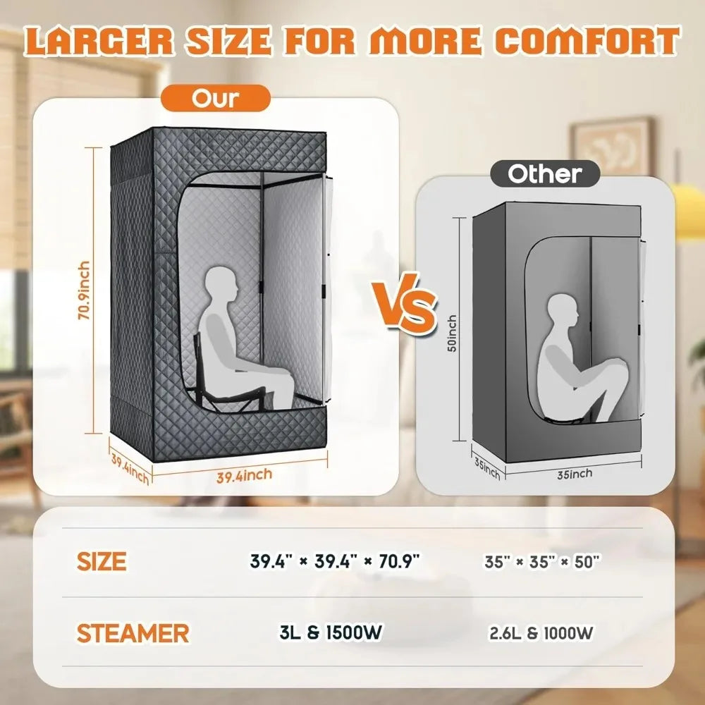 Portable Steam Sauna Tent With 1500W Steamer Remote Control