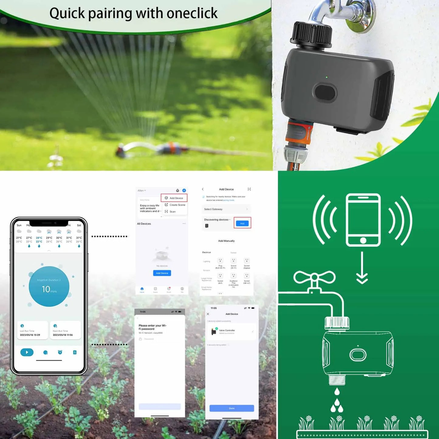 INSOMA Smart WiFi Garden Water Timer For Lawn Sprinkler