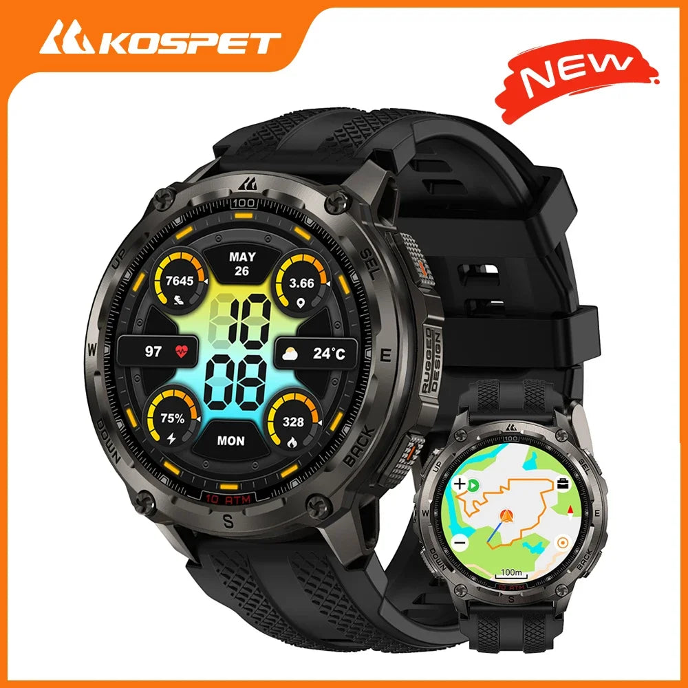 KOSPET Tank T4 Smartwatch for Men GPS Maps 10ATM Waterproof