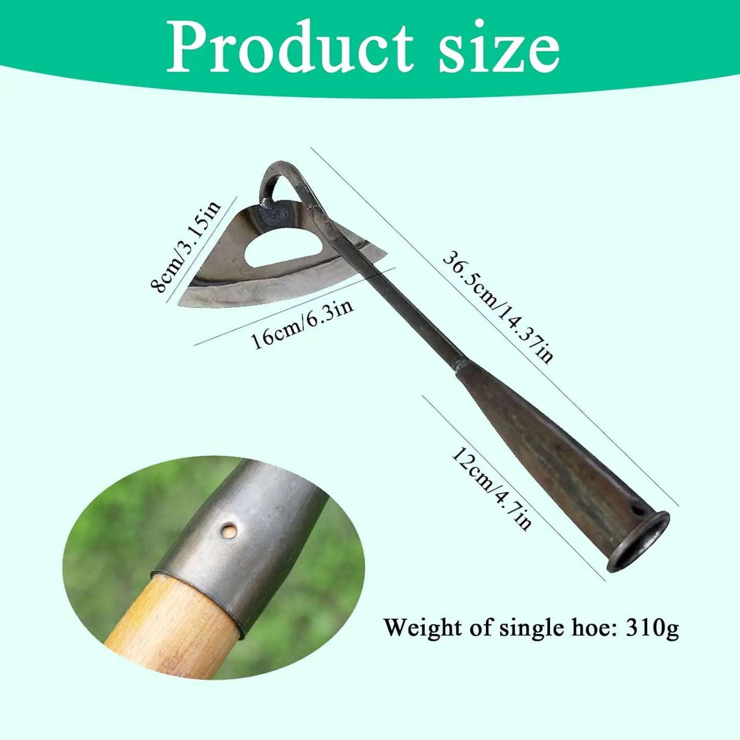 All Steel Hollow Garden Hoe Sharp Weeding Tool For Soil Loosening