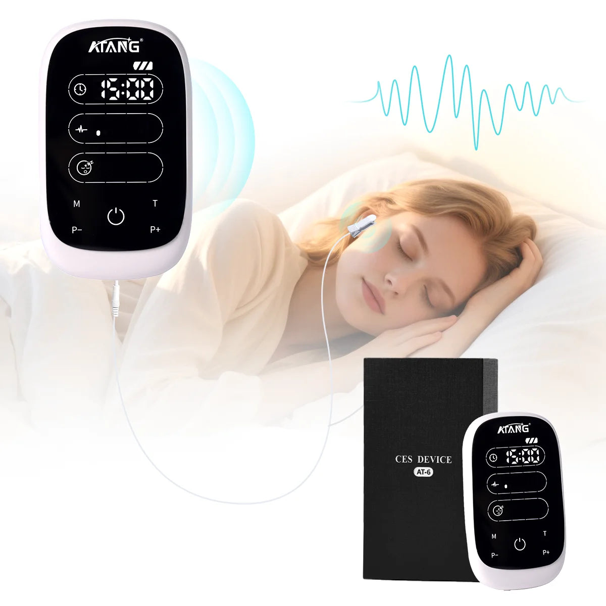 CES Device Brain Electronic Therapy Stimulation Device Massage Ear Clip Electrode Sleep Insomnia Cure