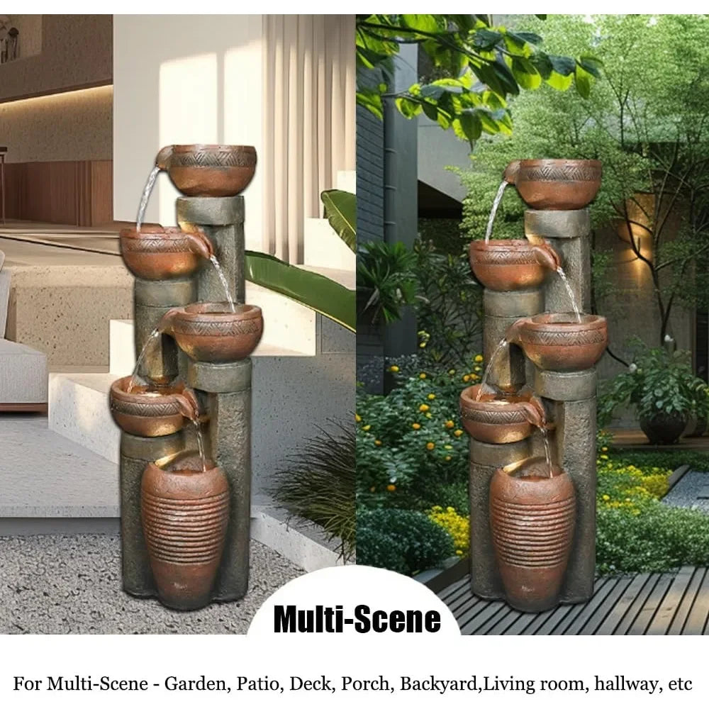 Five Tier Outdoor Garden Water Fountain Decor Resin Fountain