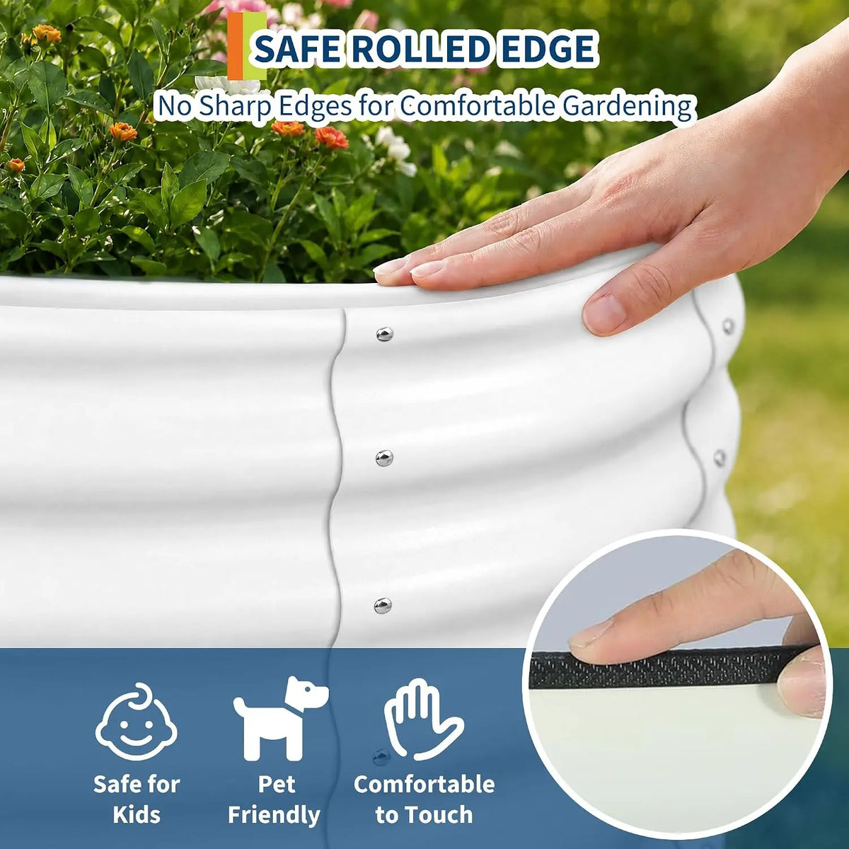Tacleekii 6X3X1FT Oval Galvanized Raised Garden Beds 2 Pack Metal Raised Bed for Gardening, Large Outdoor Planters with Safety Edge for Vegetables Flowers Fruits