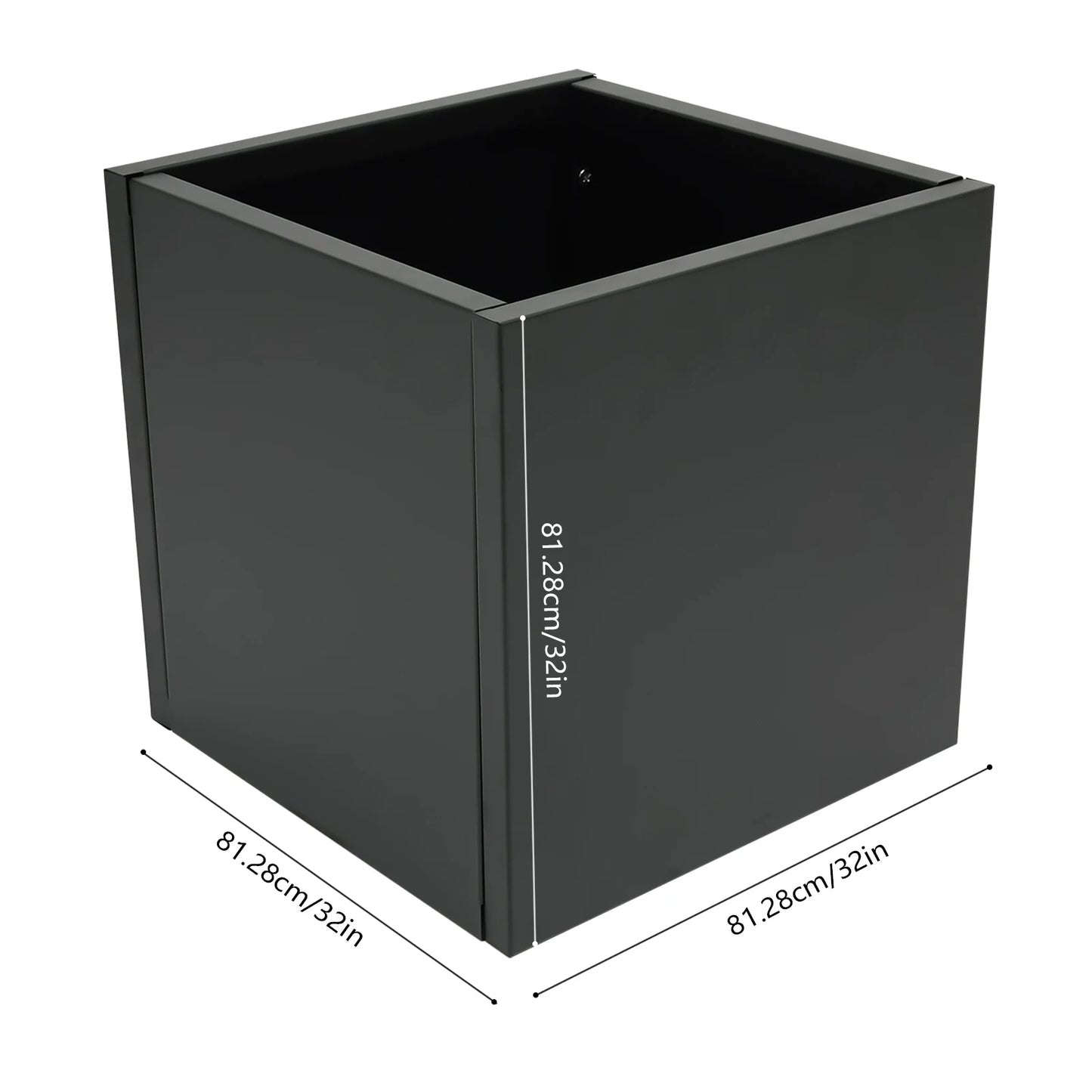 Steel Planter Box, 32x32x32" Raised Garden Bed with Pre-Drilled Hole, Decorative Outdoor Flower Pot for Yard Patio Balcony Plant