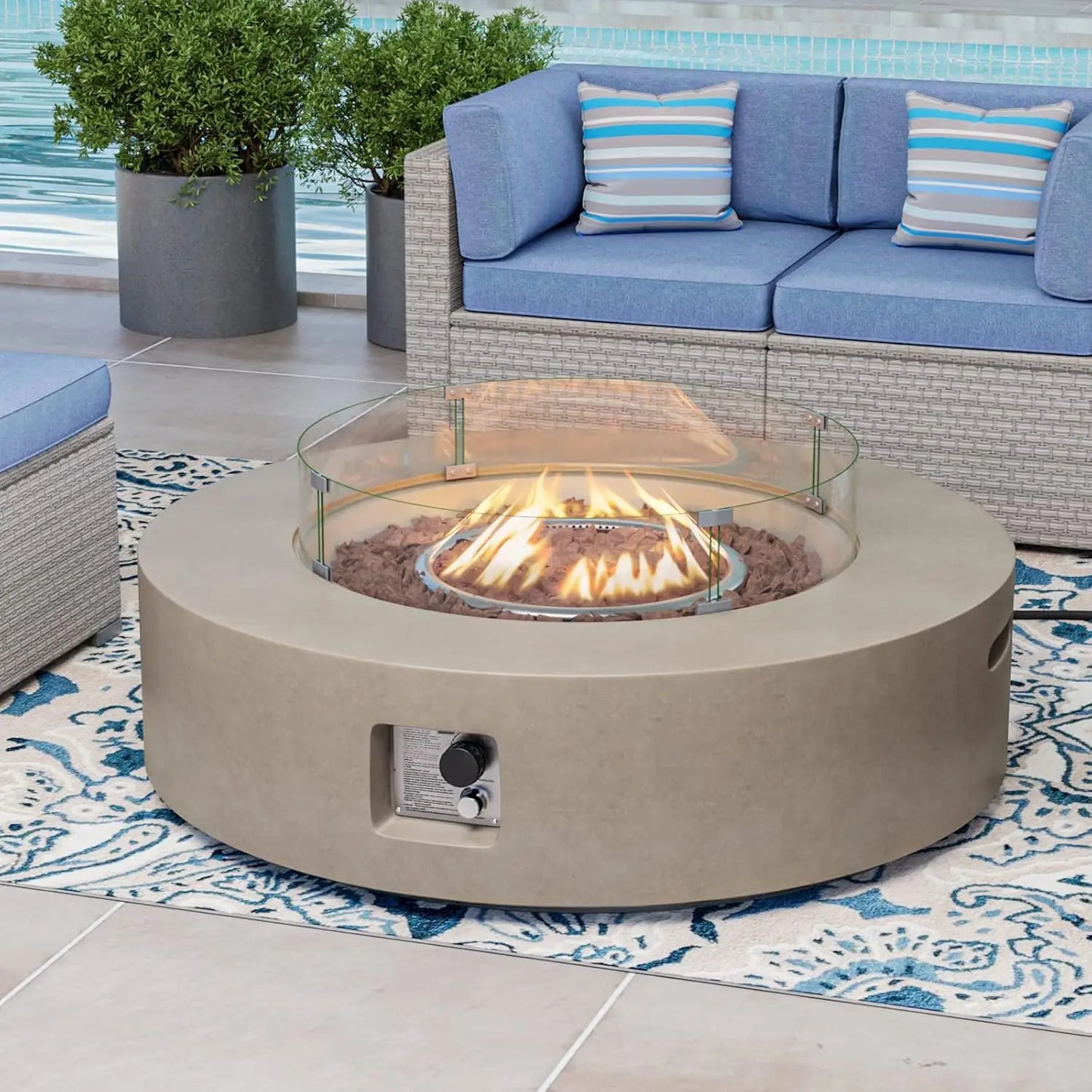 Outdoor Propane Fire Pit Coffee Table With 50000 BTU Stainless Steel Burner