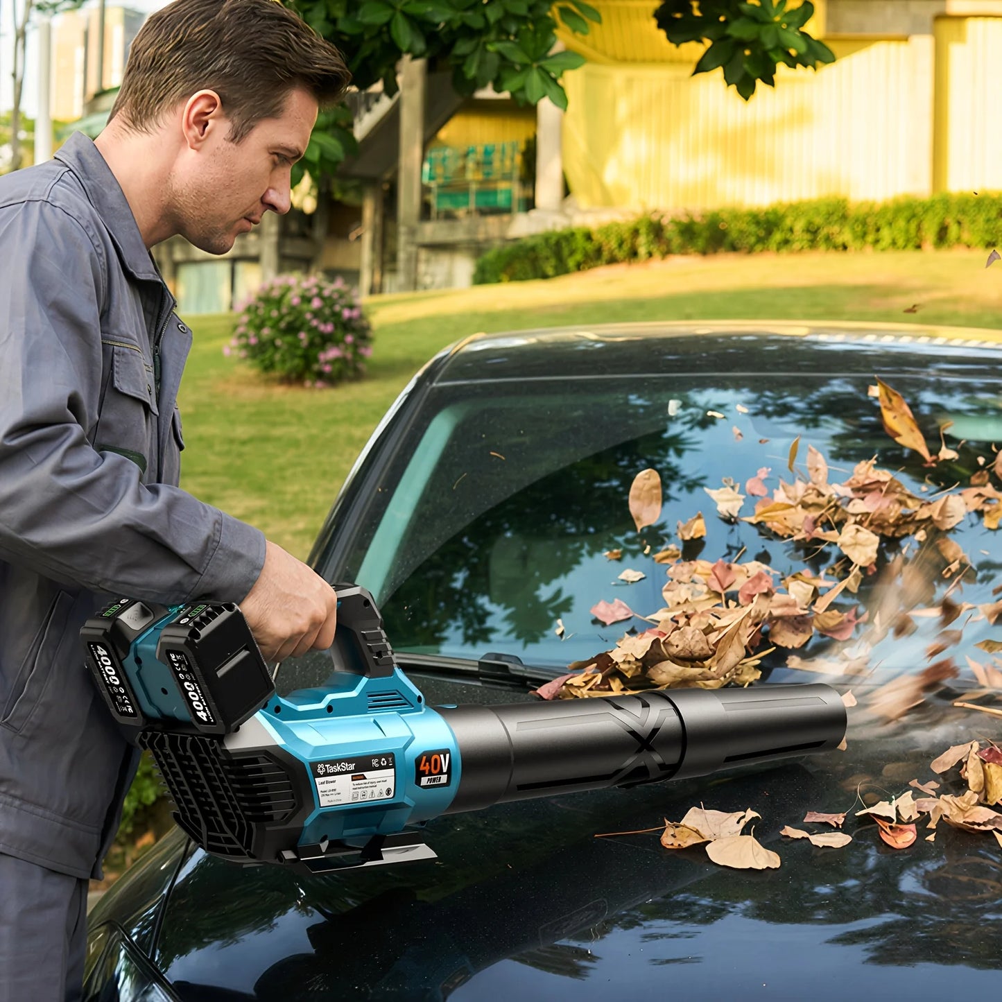 TaskStar Cordless Leaf Blower 40V Three Speed with Two Batteries