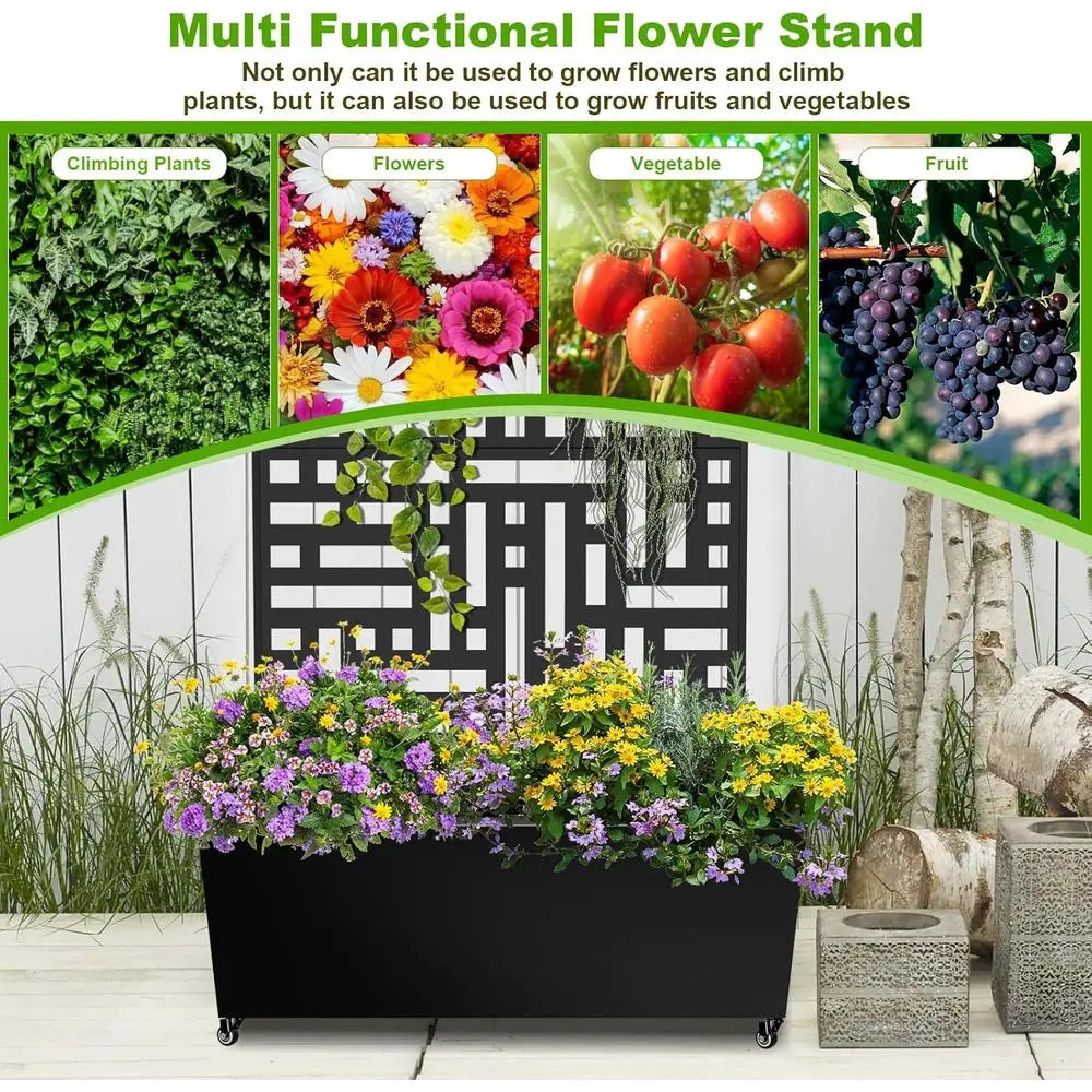 Metal Planter Box Trellis Raised Garden Bed Drainage Holes