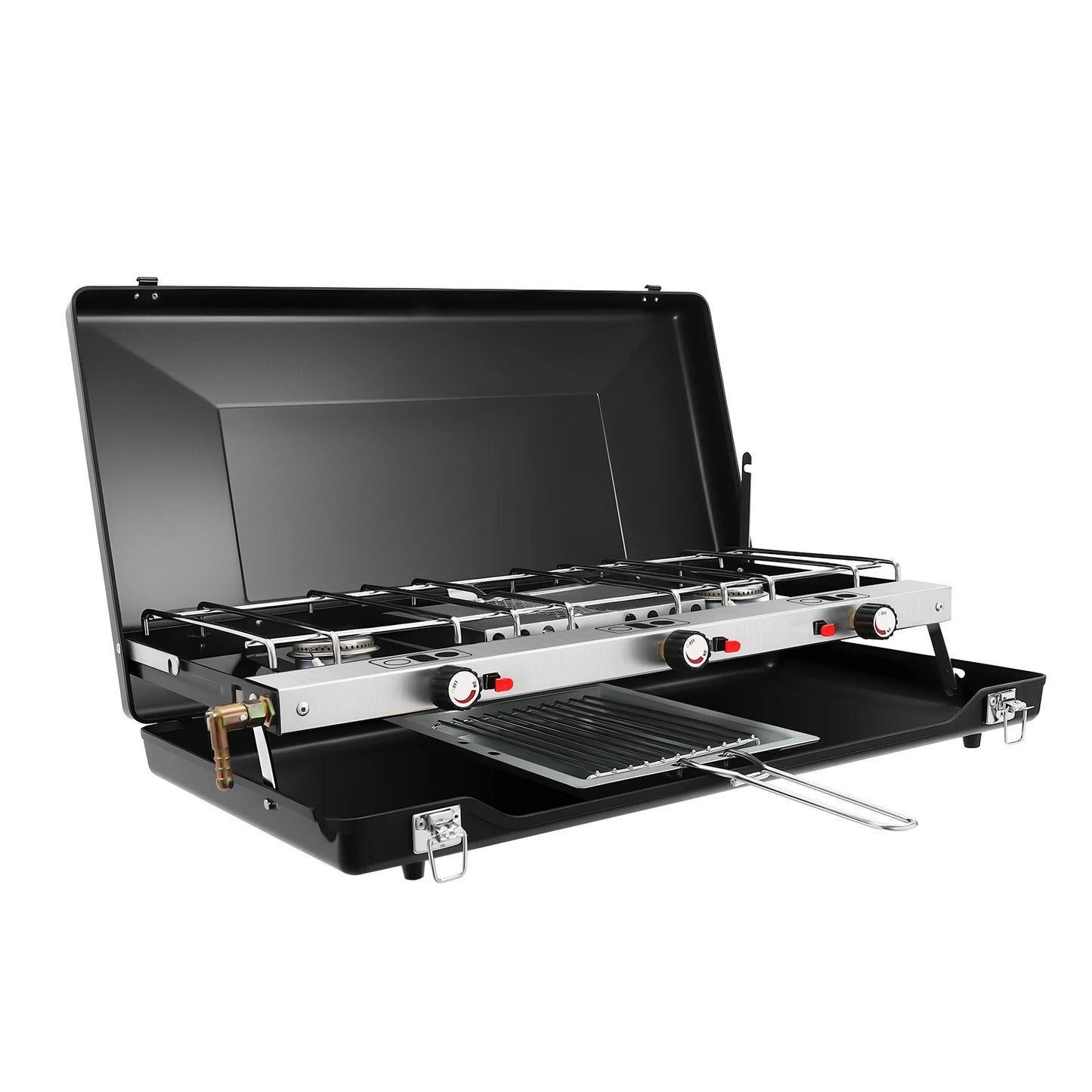 Portable Gas Camping Stove 3 Burner 4.5KW Piezo Ignition Tabletop