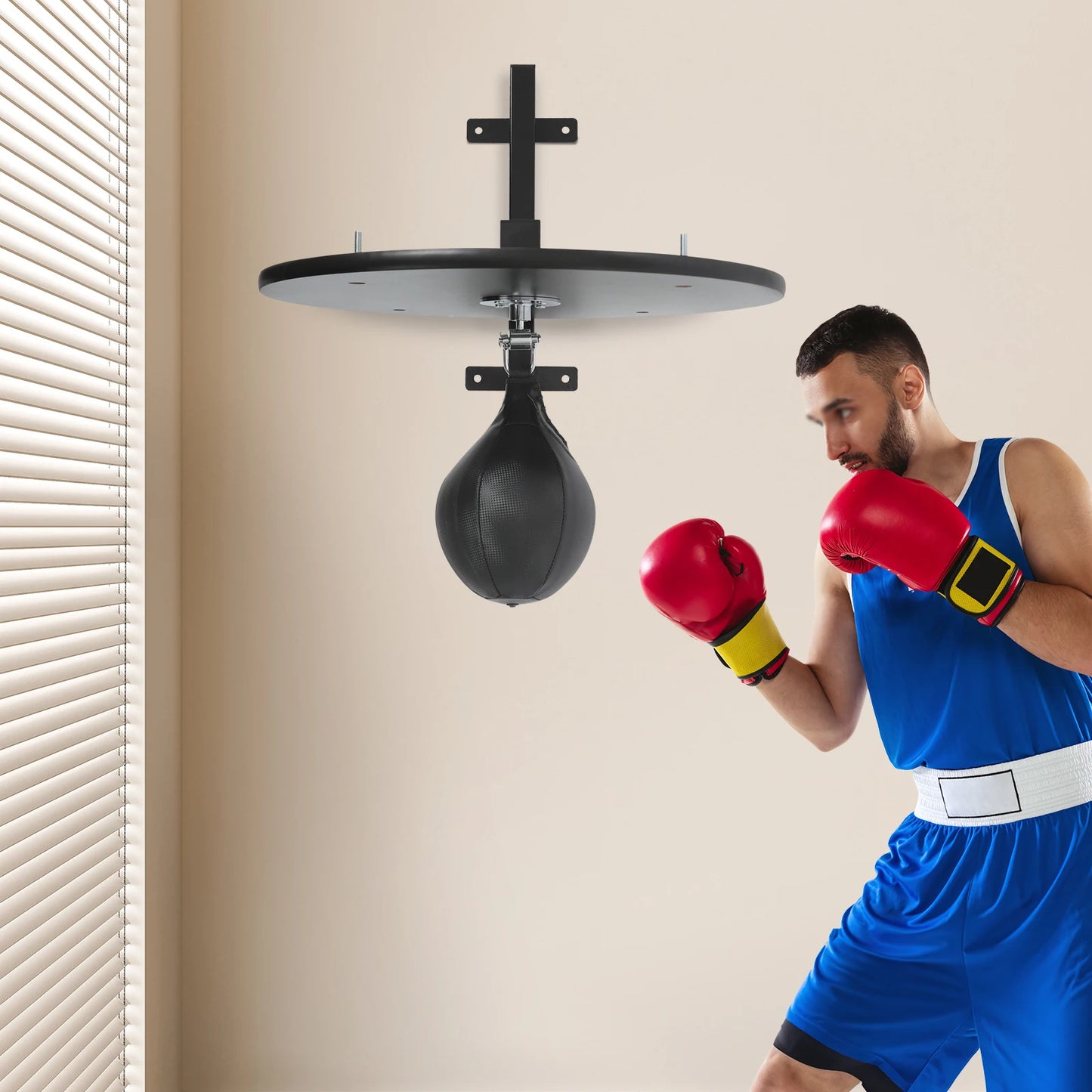 Black/Log Color Speed Bag Platform 360° Rotatable Speed Ball Platform Kit Boxing Speed Reaction Training Equipment