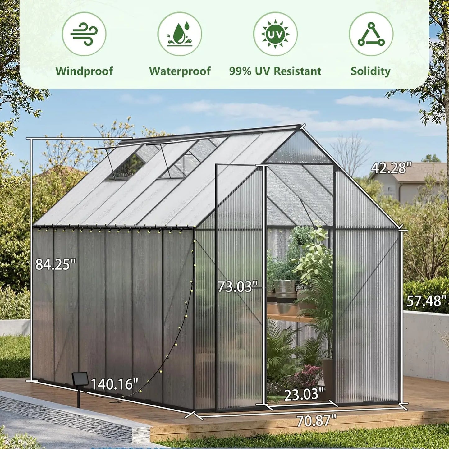 Heavy Duty Polycarbonate Walk In Greenhouse Outdoor Garden Backyard