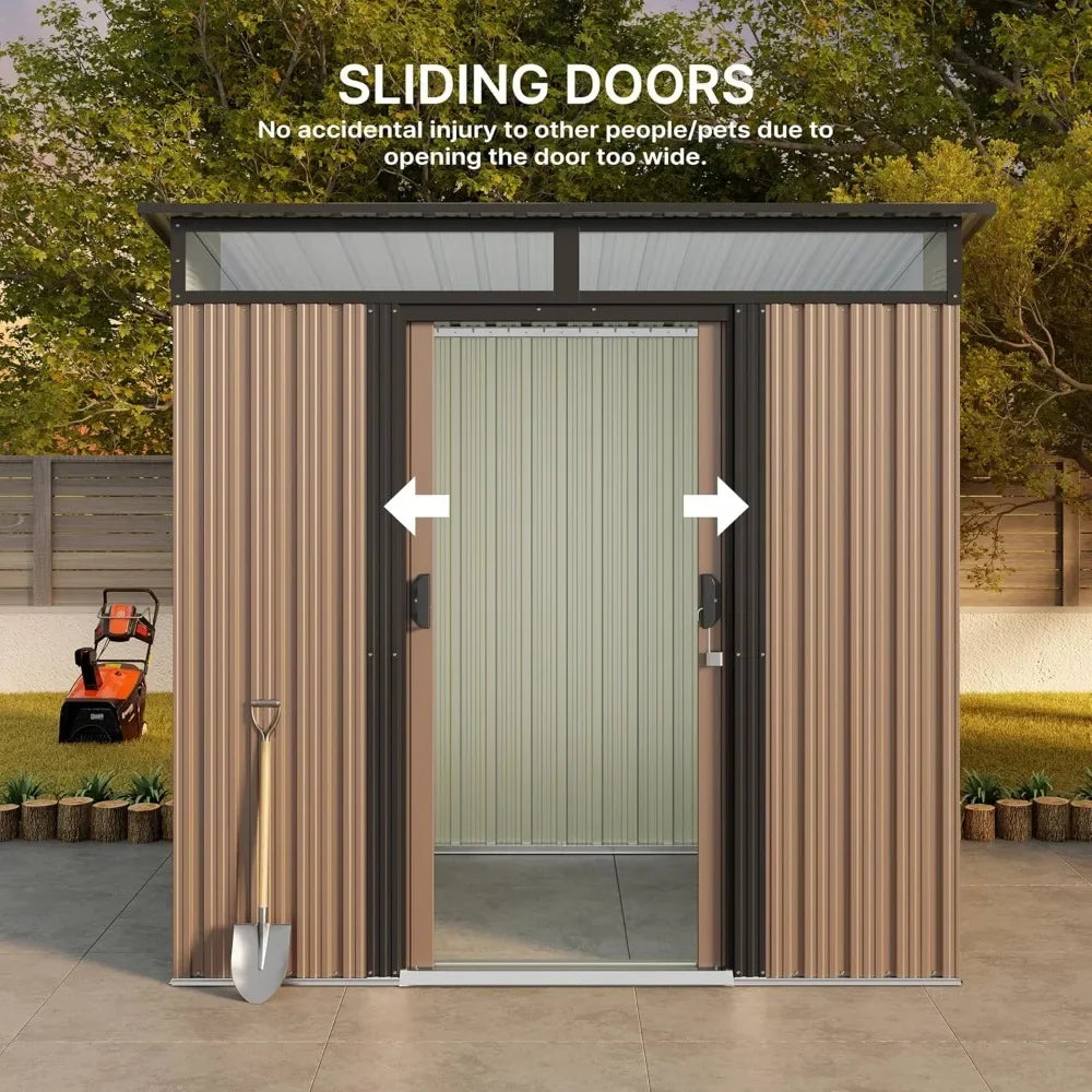Metal Garden Storage Shed With Sliding Lockable Doors