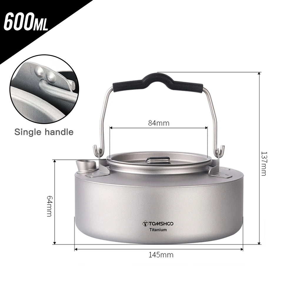 Tomshoo Portable Titanium Camping Kettle For Outdoor Coffee