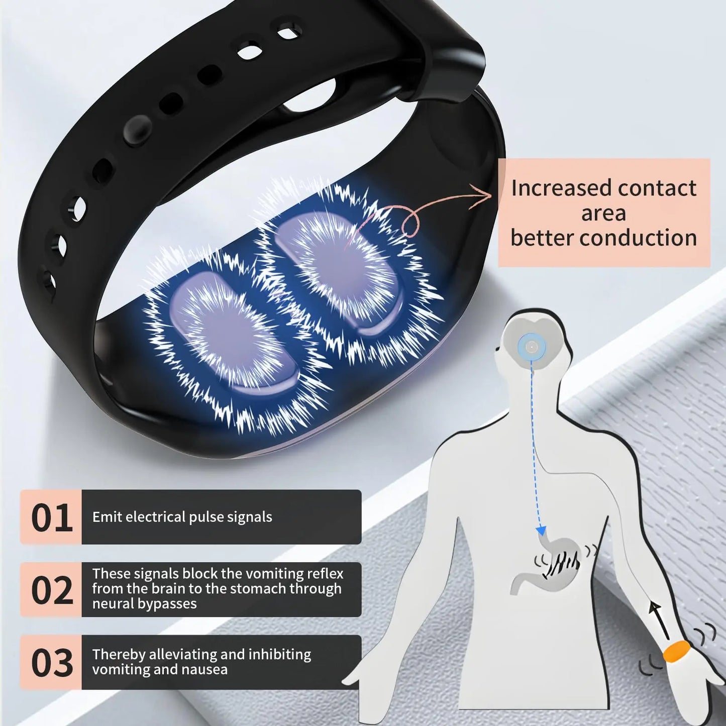 Anti Nausea Wristband Motion Sickness Relief Band With 175mAh Battery