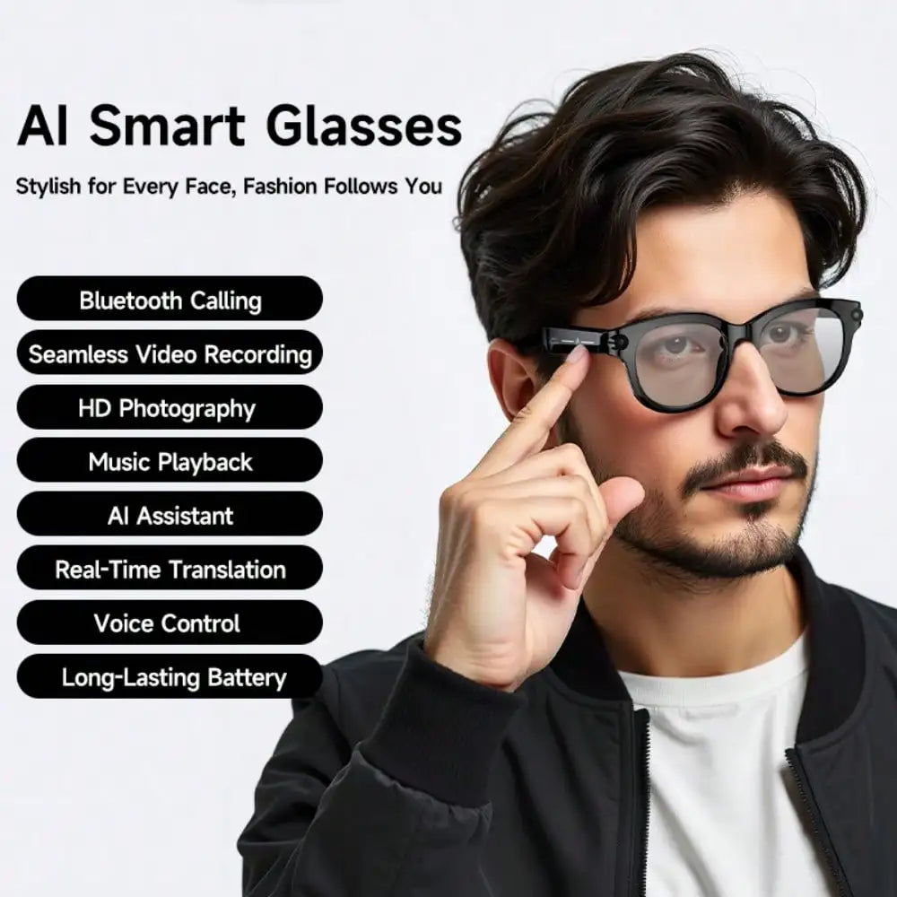 SENBONO AI Smart Sunglasses With 2MP Camera Music Translator