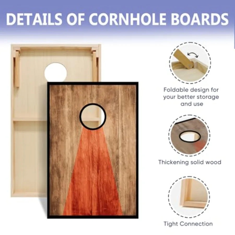 Cornhole Board Set With 8 Bean Bags Solid Wood Boards