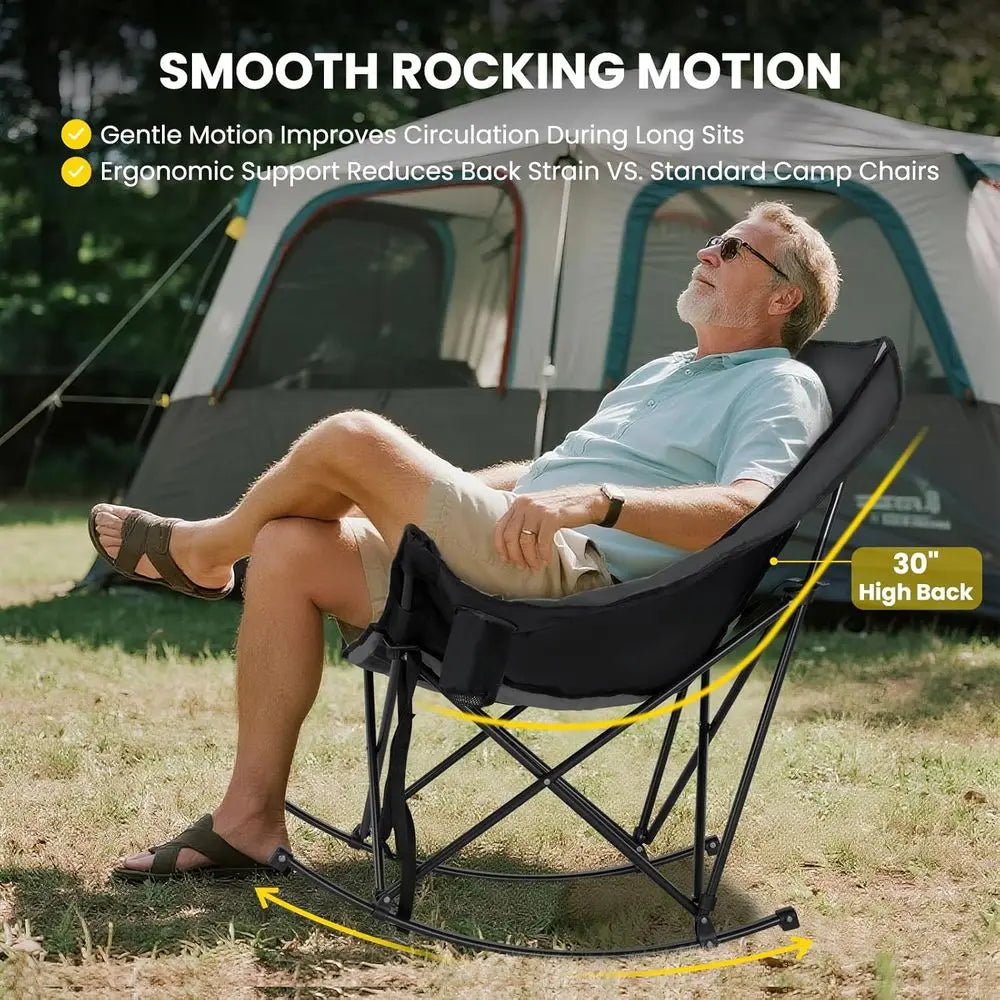 XMSJ Portable Rocking Chair With Cooler Bag For Outdoor Use