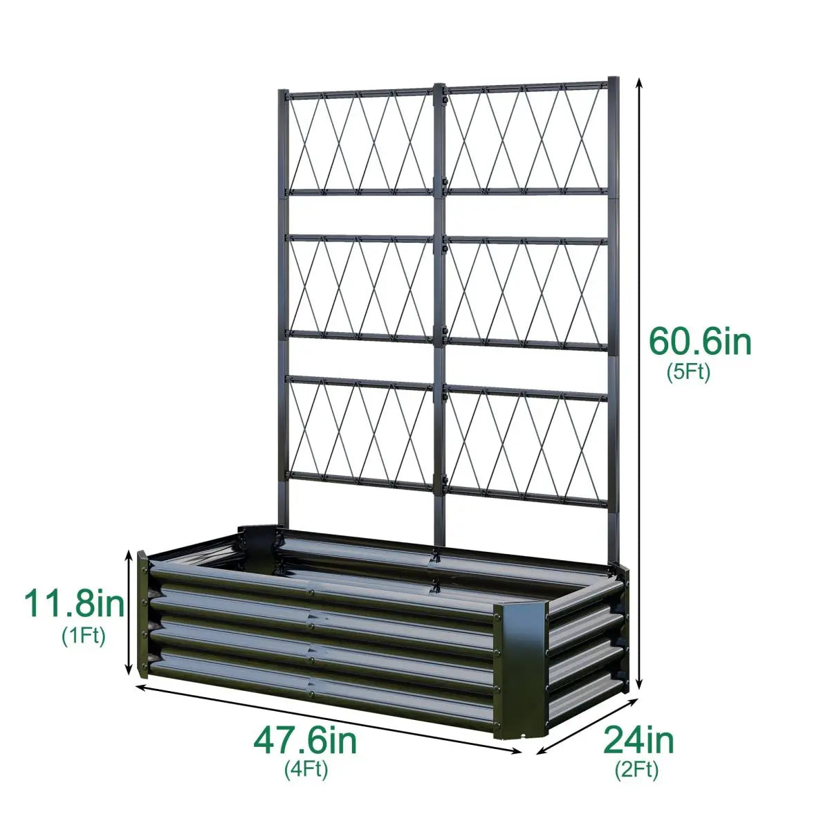 4x2x1FT Galvanized Raised Garden Bed with Arch Trellis for Climbing Vegetables Tomato Cucumber Bean, Heavy Duty Metal Raised Garden Bed Outdoor, Black