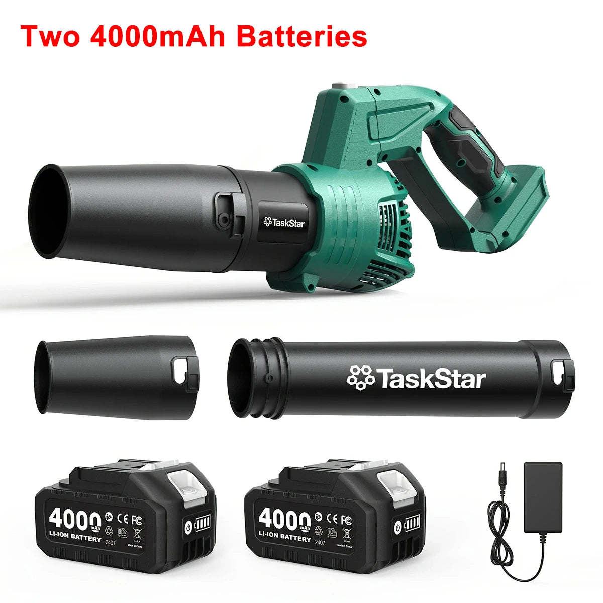 Taskstar 550CFM Cordless Leaf Blower 21V With 2 Batteries