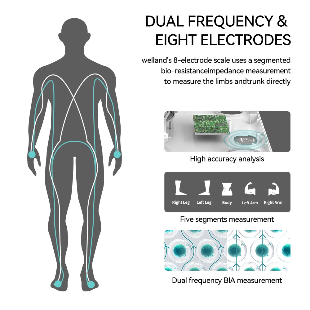 Smart Eight Electrode Digital Bathroom Scale With App Sync BMI