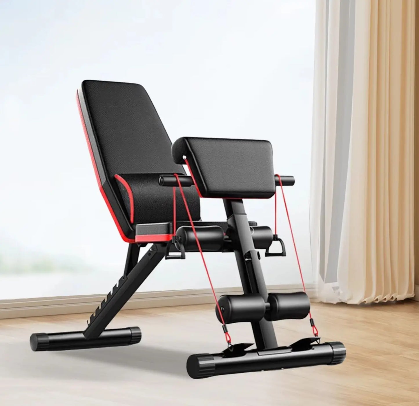 Foldable Weight Bench With Adjustable Height For Home Gym