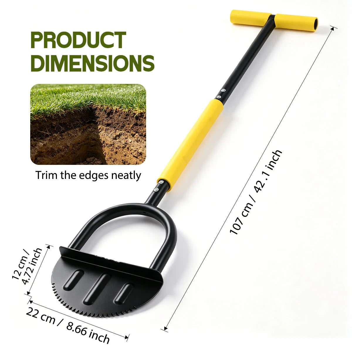 Heavy Duty Half Moon Lawn Edger With Serrated Blade Ergonomic