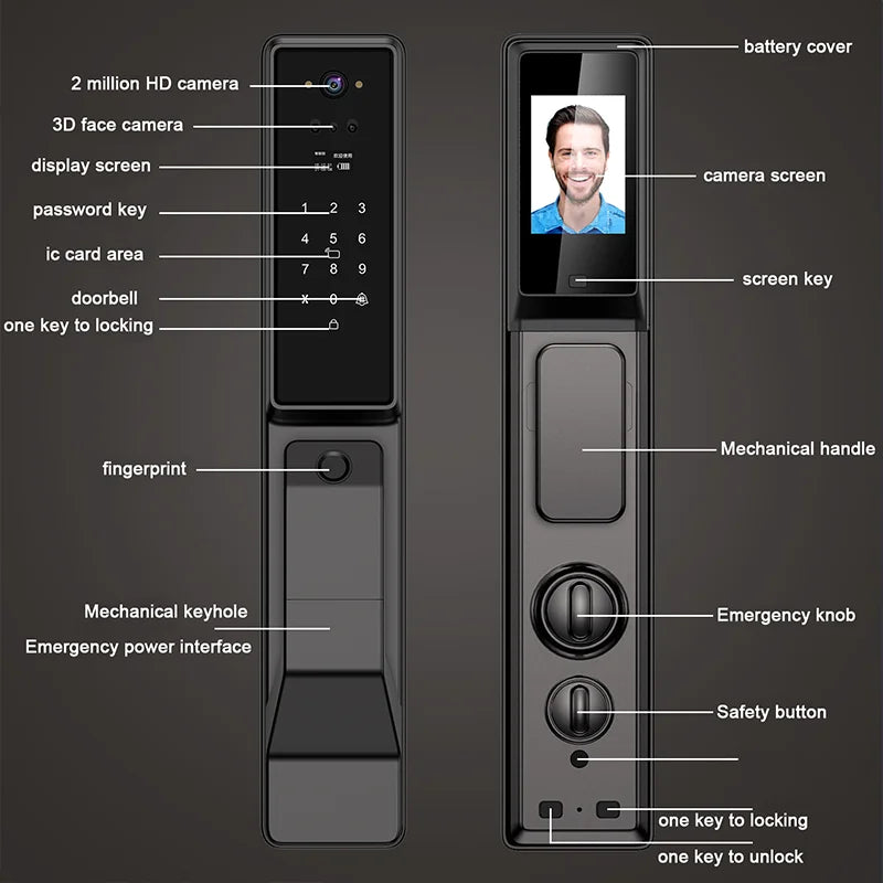 YKESDL Waterproof Outdoor Smart Lock With WiFi Alexa Tuya App Camera