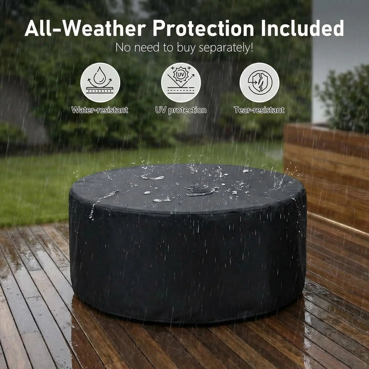 Propane Fire Pit Set - 30" Round Fire Table & Tank Holder, 50,000 BTU Outdoor Fire Pit with Cover, 304 Stainless Burner