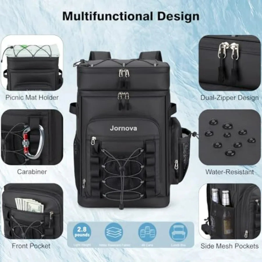 Insulated Cooler Backpack For Camping And Travel With Leakproof Compartments