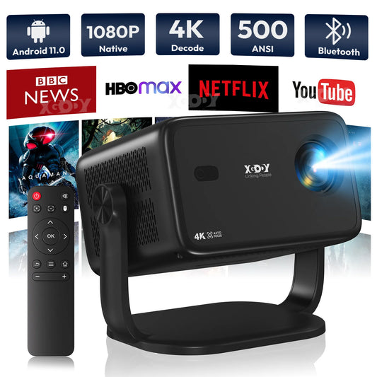 XGODY 4K Android Projector Keystone WiFi 6 BT FivePointFour