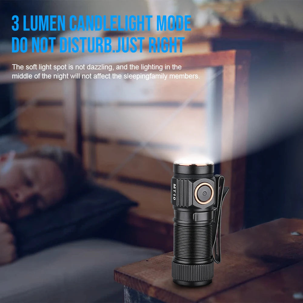 Trustfire MT10 1000 Lumens Mini Flashlight USB-C Charging Portable Rechargeable Lamp 16340 Torch with Magnet Fishing Accessories