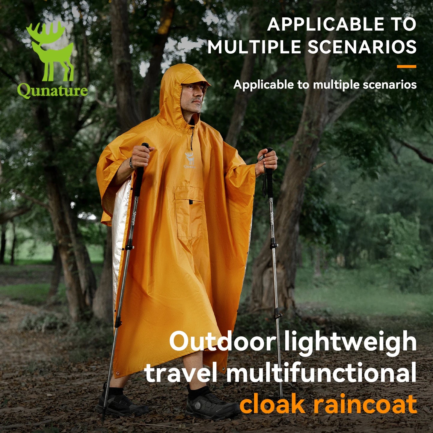 Qunature Raincoat Waterproof Lightweight Multisport Poncho