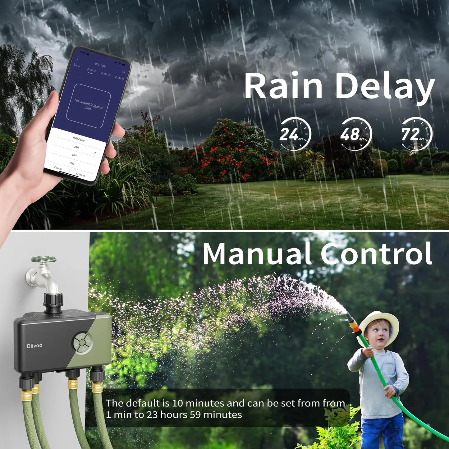Diivoo Garden WiFi Watering Timer 1-4 Zones Automatic Irrigation Controller