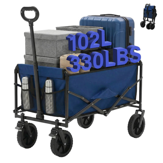JHK Heavy Duty Collapsible Wagon Cart 330 Lbs Weight Capacity Camping