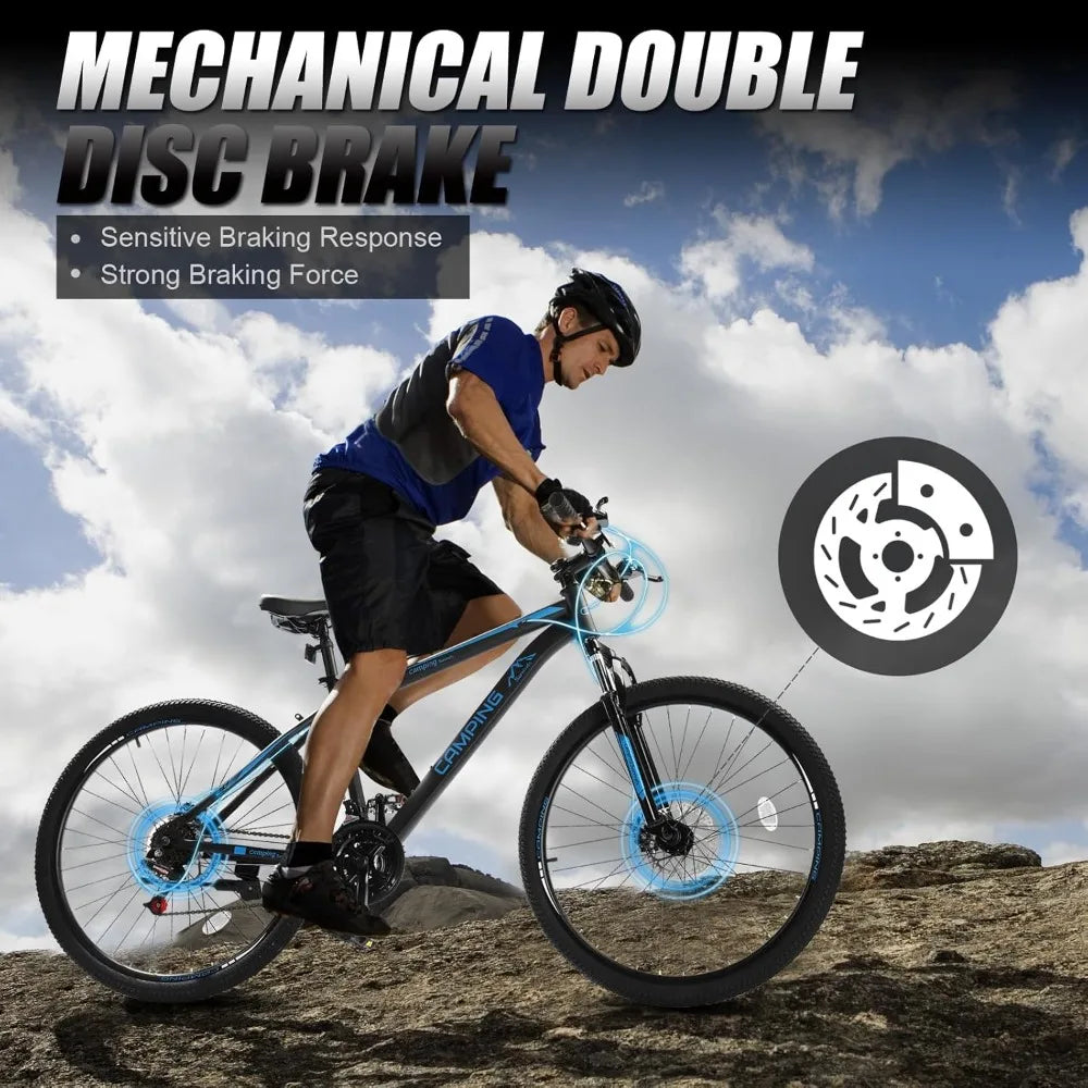 CamPingSurvivals 26/27.5" Mountain Bike 21 Speed Bikes for Adults