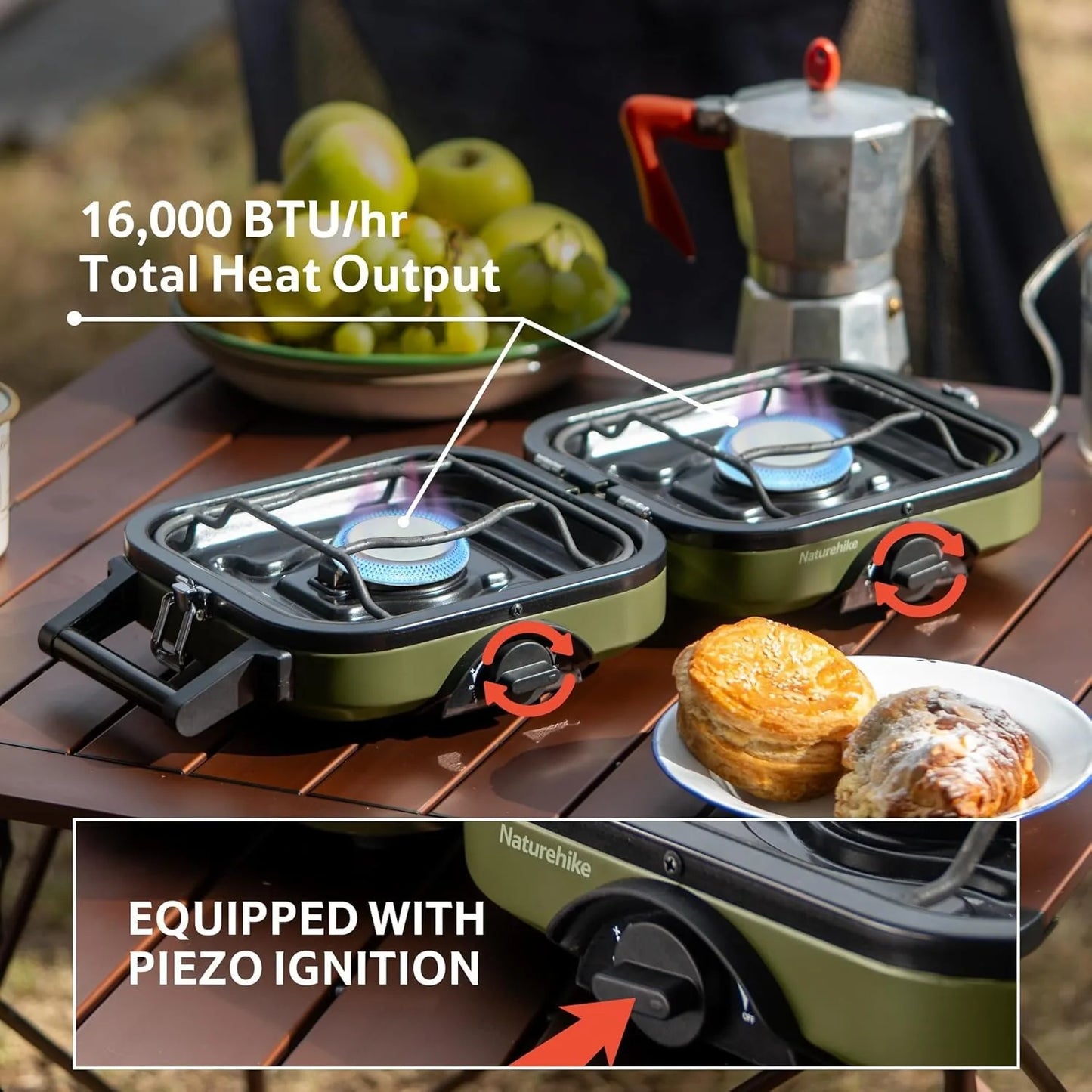 Naturehike 2 Burner Folding Camping Stove Propane Gas
