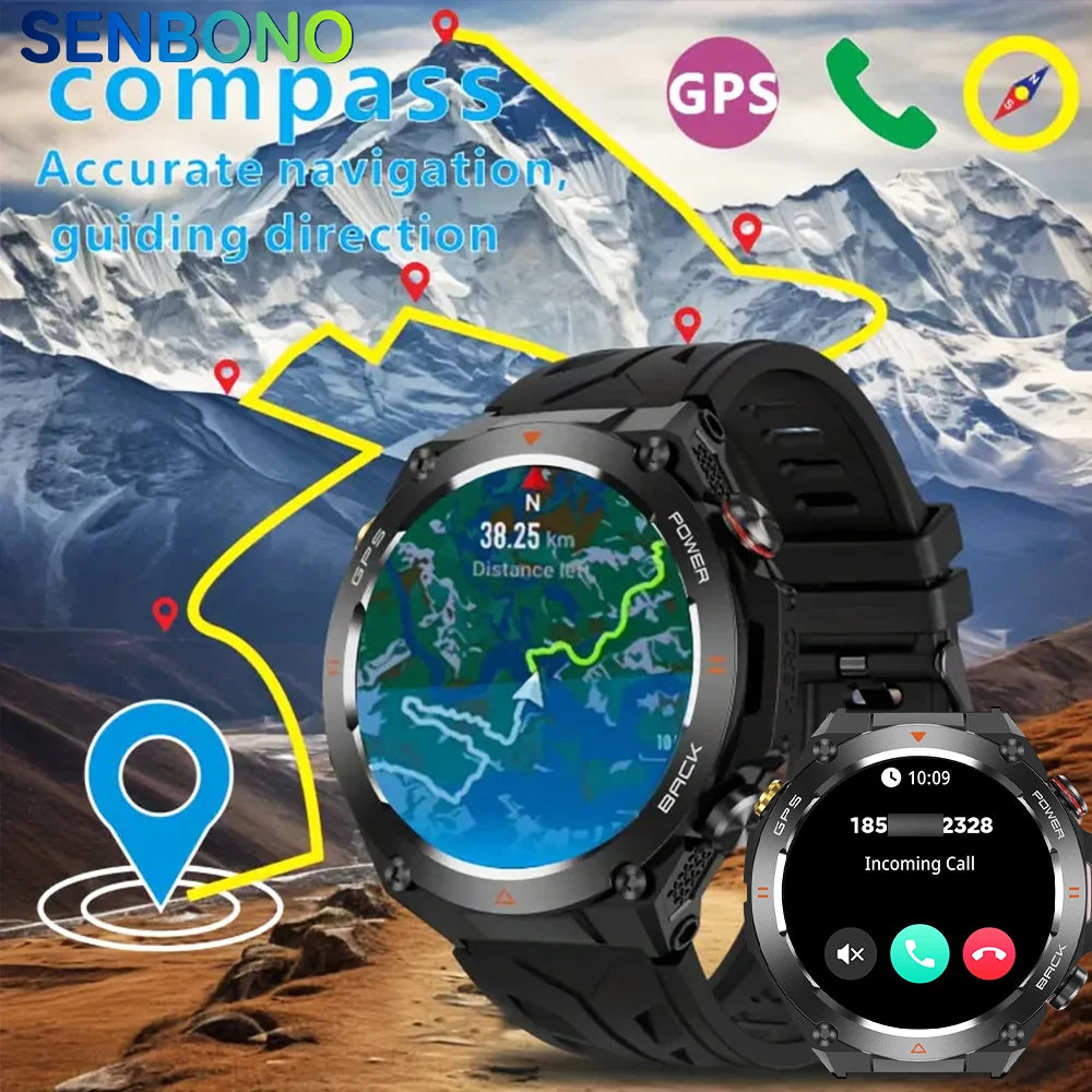 SENBONO GPS Smart Watch HD Display Bluetooth Phone Call 1ATM