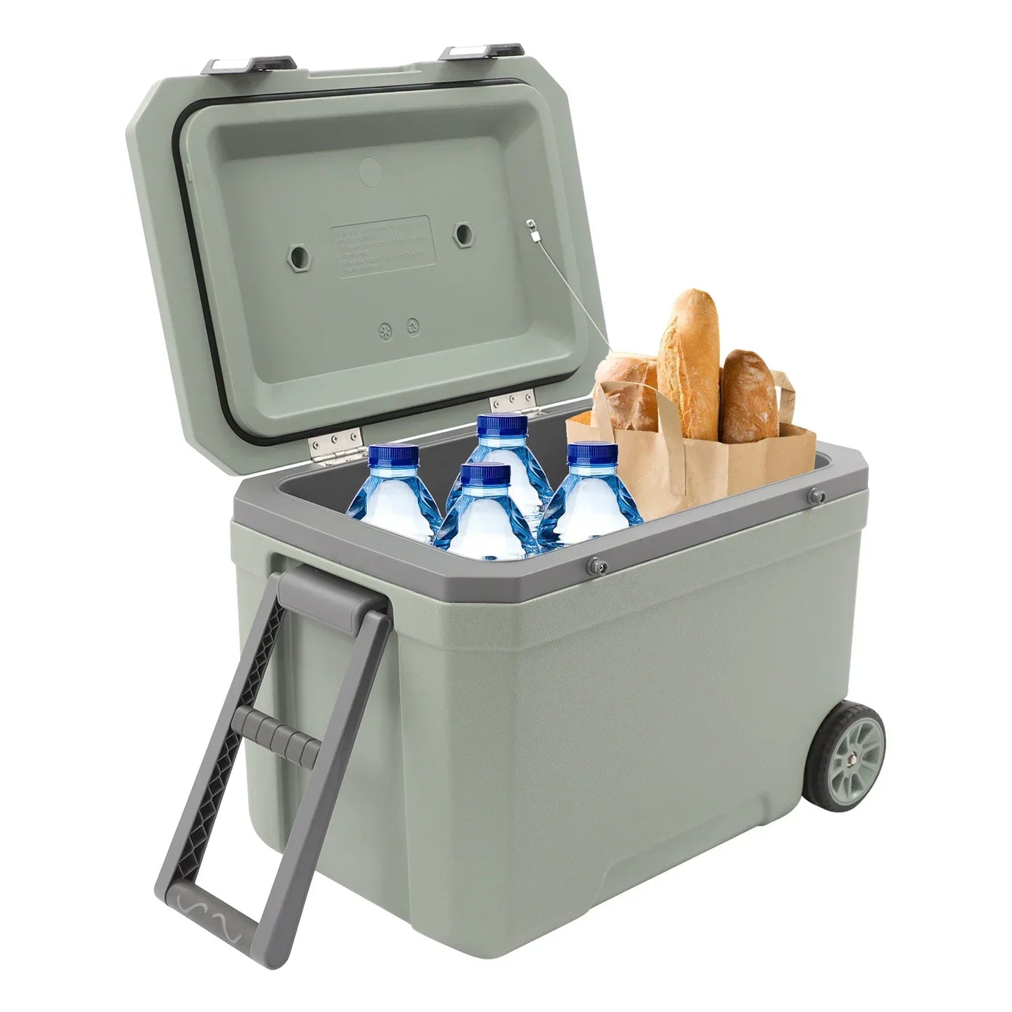Insulated Wheeled Cooler With Handle For Camping And Boating