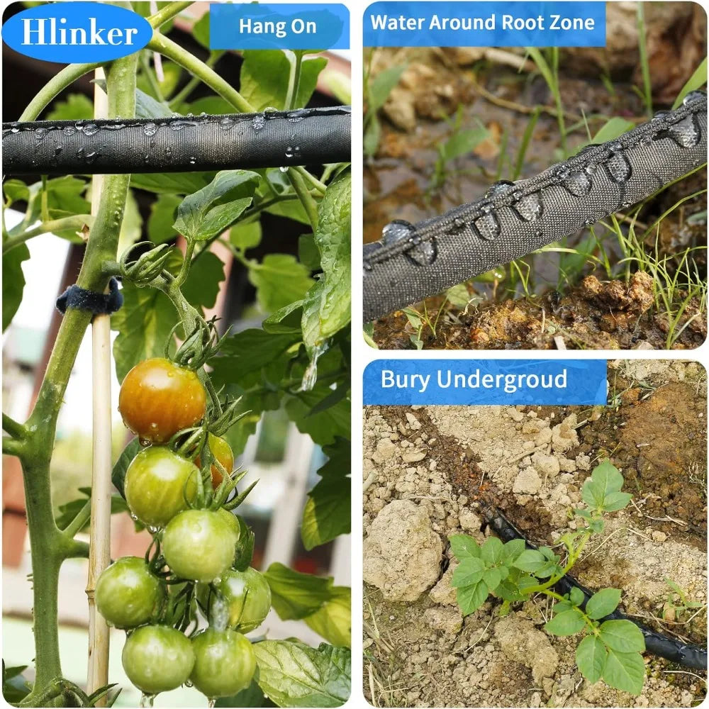 Flat Soaker Hose for Garden Beds Leakproof Heavy Duty Irrigation