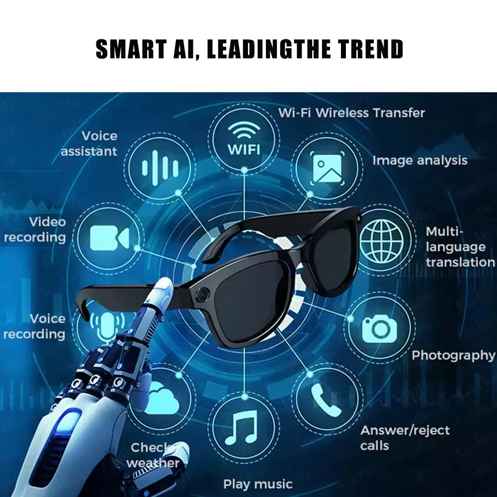SENBONO Smart Glasses With AI Translator 8MP 4K Video Camera