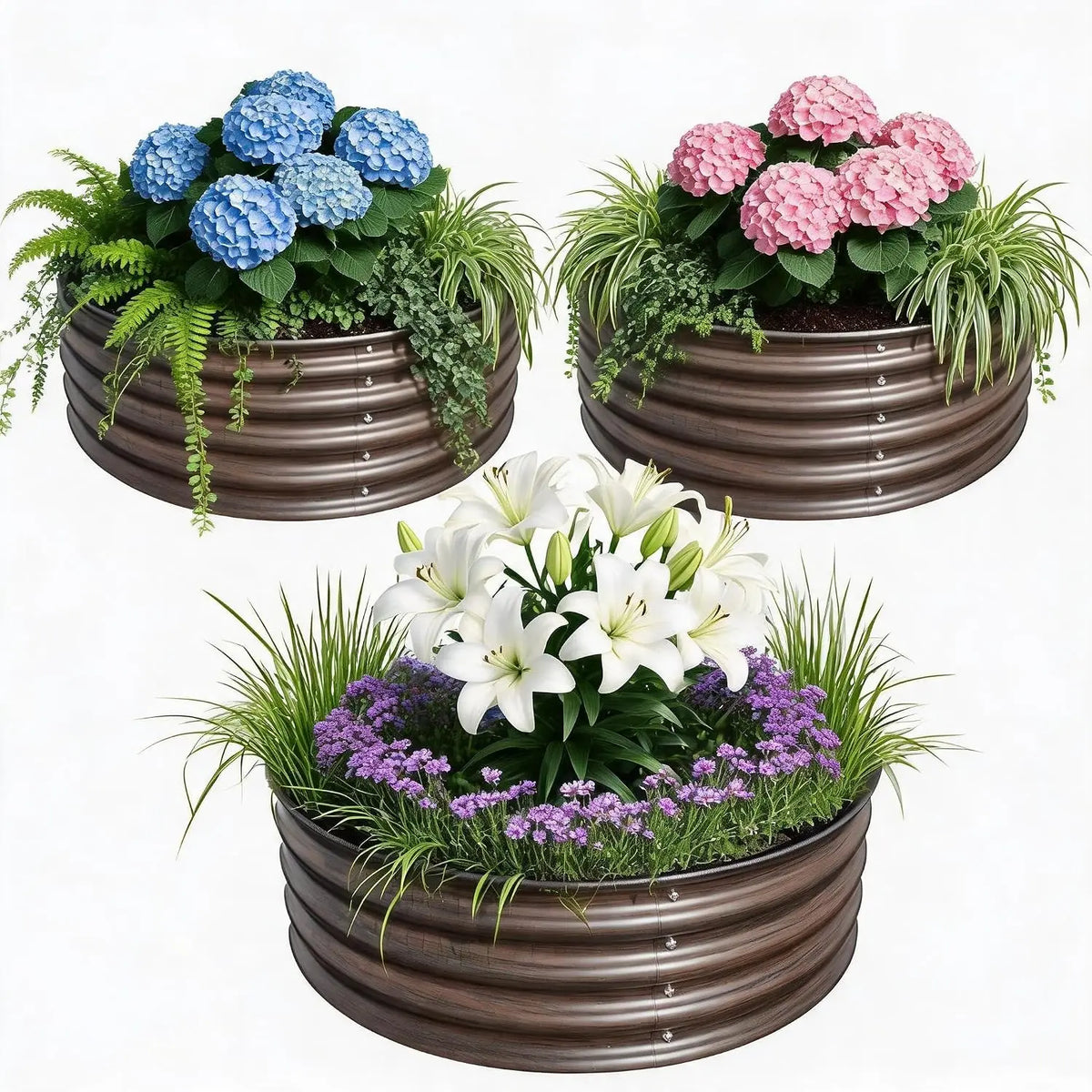 2/3pcs 2X1.5FT Land Guard Galvanized Raised Garden Bed Oval 17in Large Metal Planter Box Kit for Outdoor Garden Vegetables Flowers Herbs Planting
