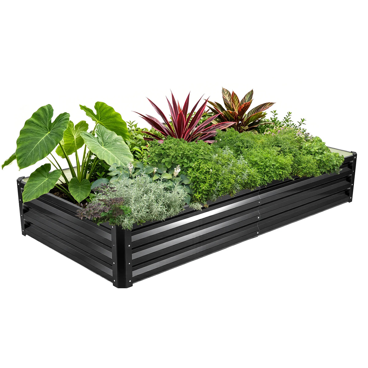 6×3×1ft Galvanized Metal Raised Garden Bed, 2FT Deep Root Elevated Planter Box Steel Large Vegetable Flower Bed Kit Light Green Silver Black