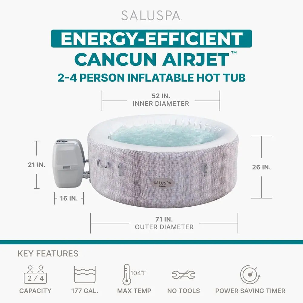 SaluSpa Cancun Inflatable Hot Tub 2 To 4 Person Spa