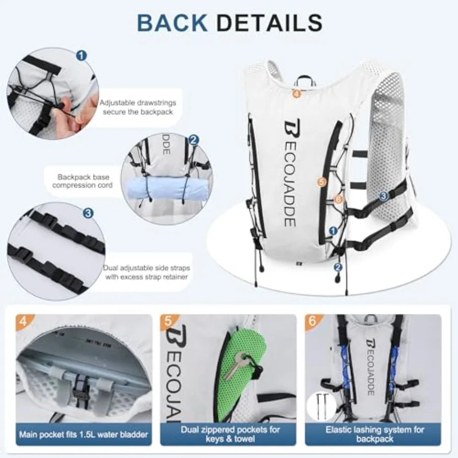 Hydration Running Vest Backpack For Men Women Lightweight Marathon Trail Cycling Hiking