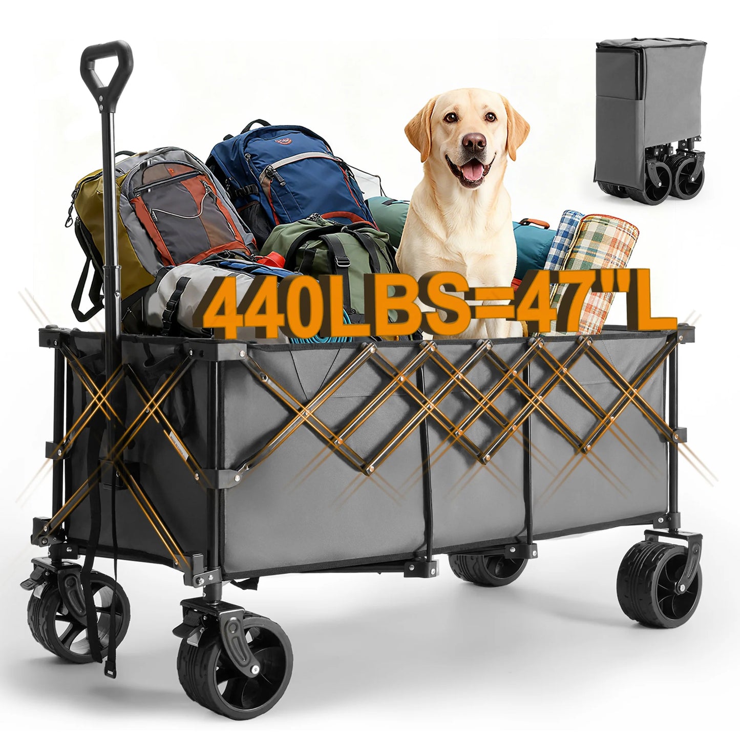 JHK Portable Collapsible Wagon Cart Heavy Duty Utility For Outdoors