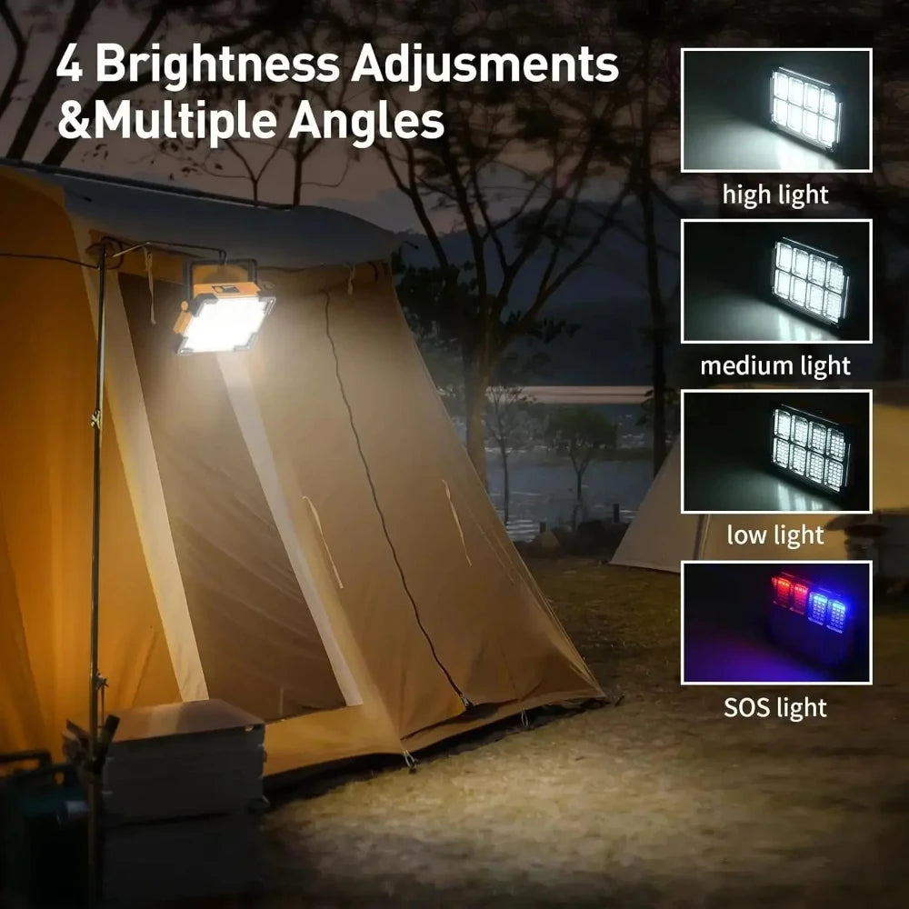 144LED 10000LM Rechargeable Solar Flood Light Outdoor Portable LED Reflector Spotlight Projector Floodlight Construction Lamp