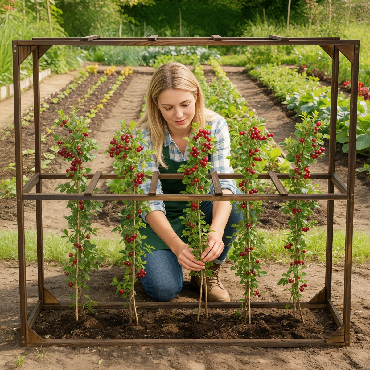 Wooden Outdoor Garden Vegetable Support Trellis Frame For Plants
